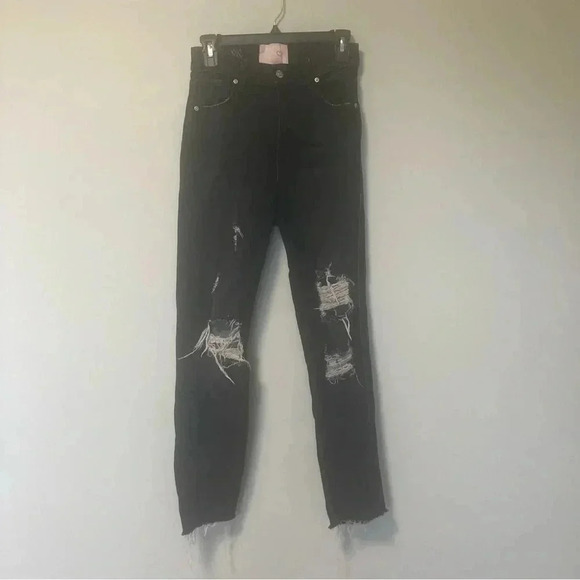REVICE distressed destroyed black  skinny jeans - Picture 1 of 5